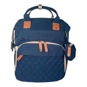 Navy Diaper Backpack Large Capacity Multifunction Water Resistant Stroller Strap